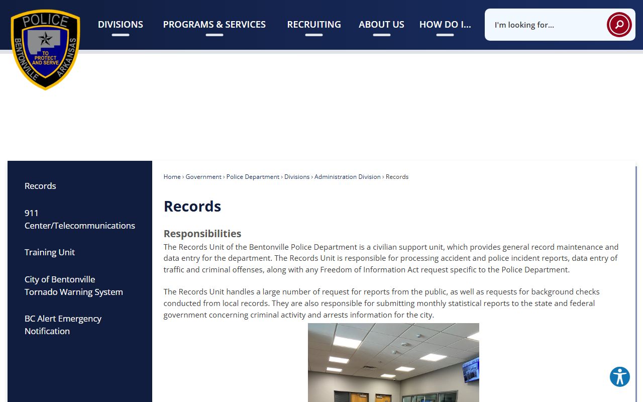 Bentonville police records division phone directory
