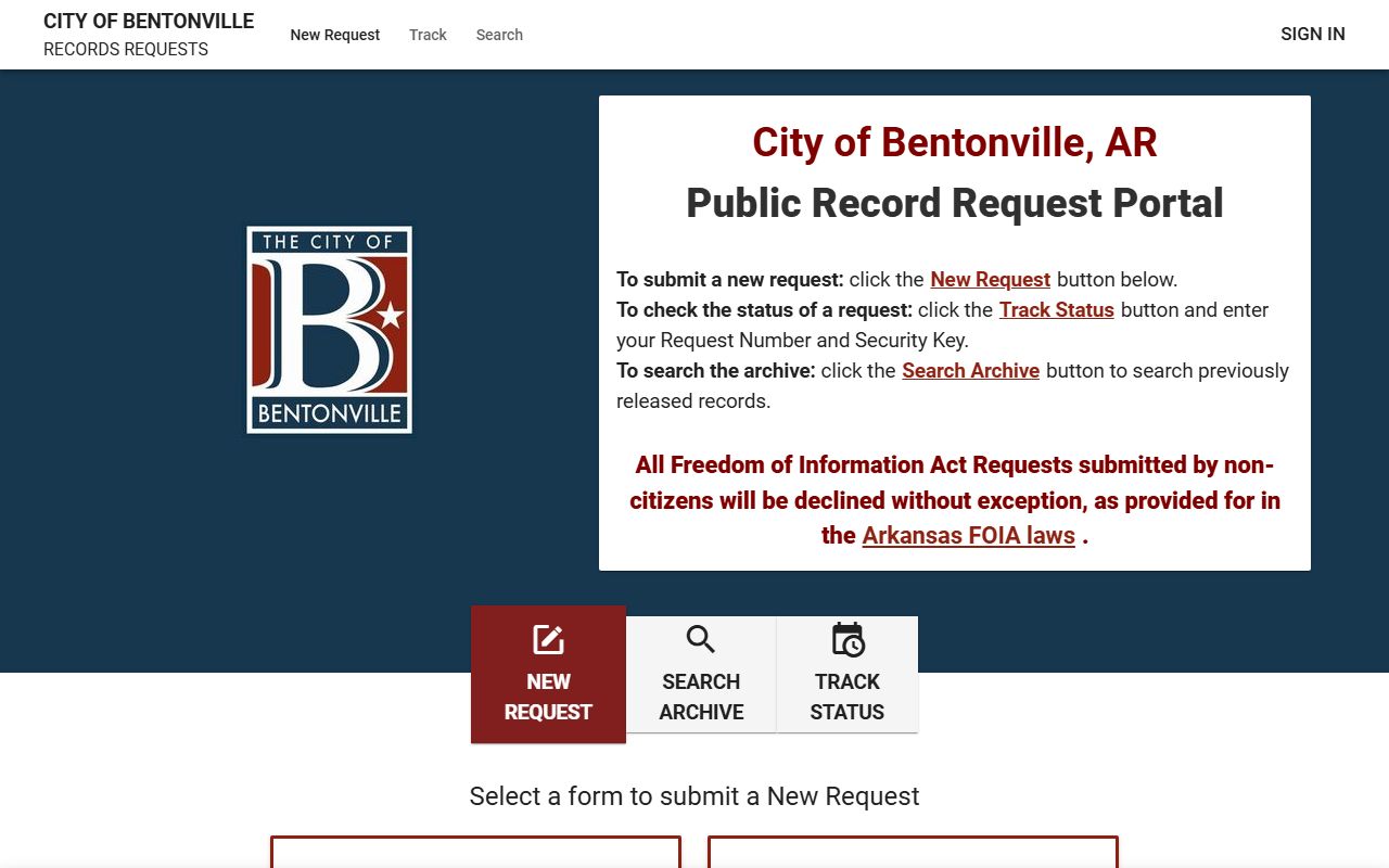 Bentonville FOIA portal phone directory