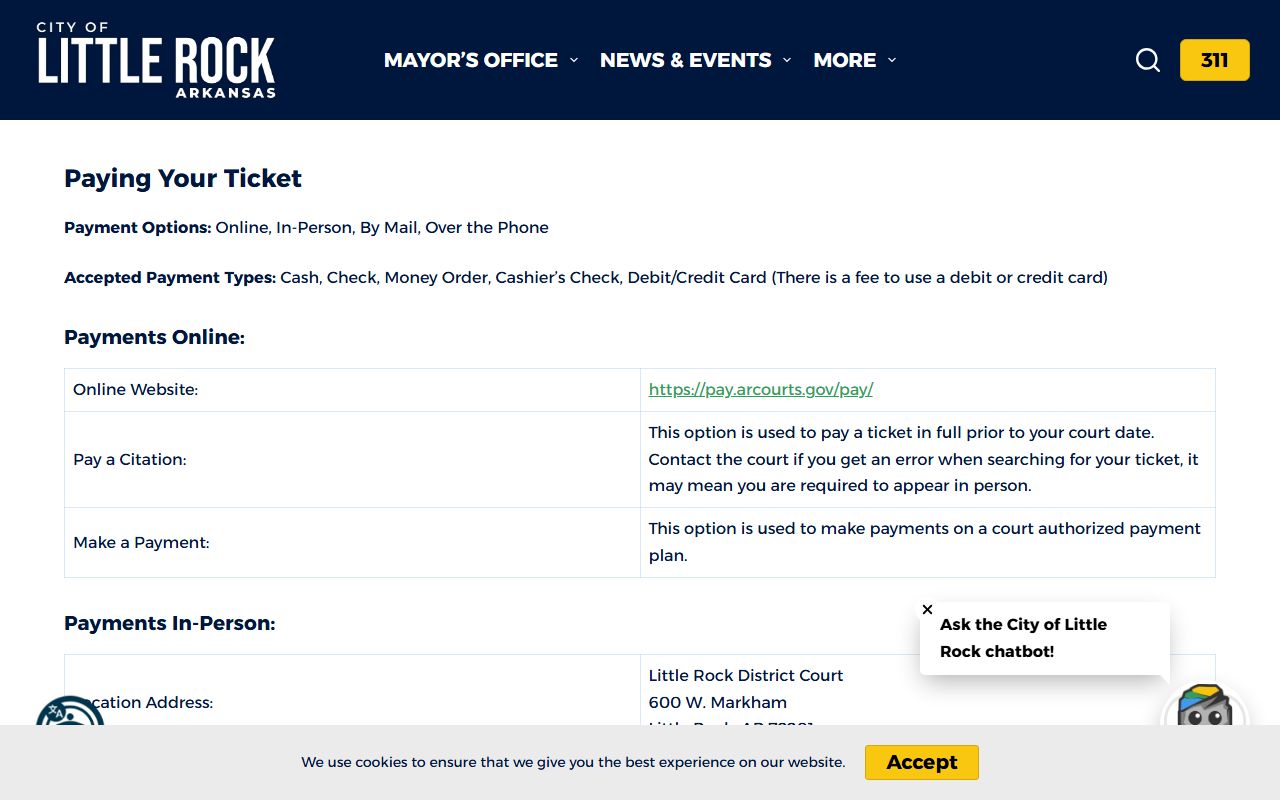 Little Rock District Court traffic citations phone directory