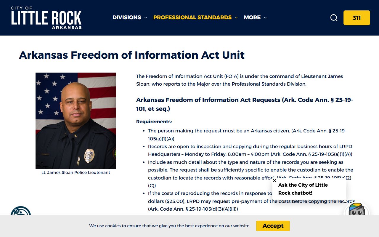 Little Rock Police Department FOIA phone directory