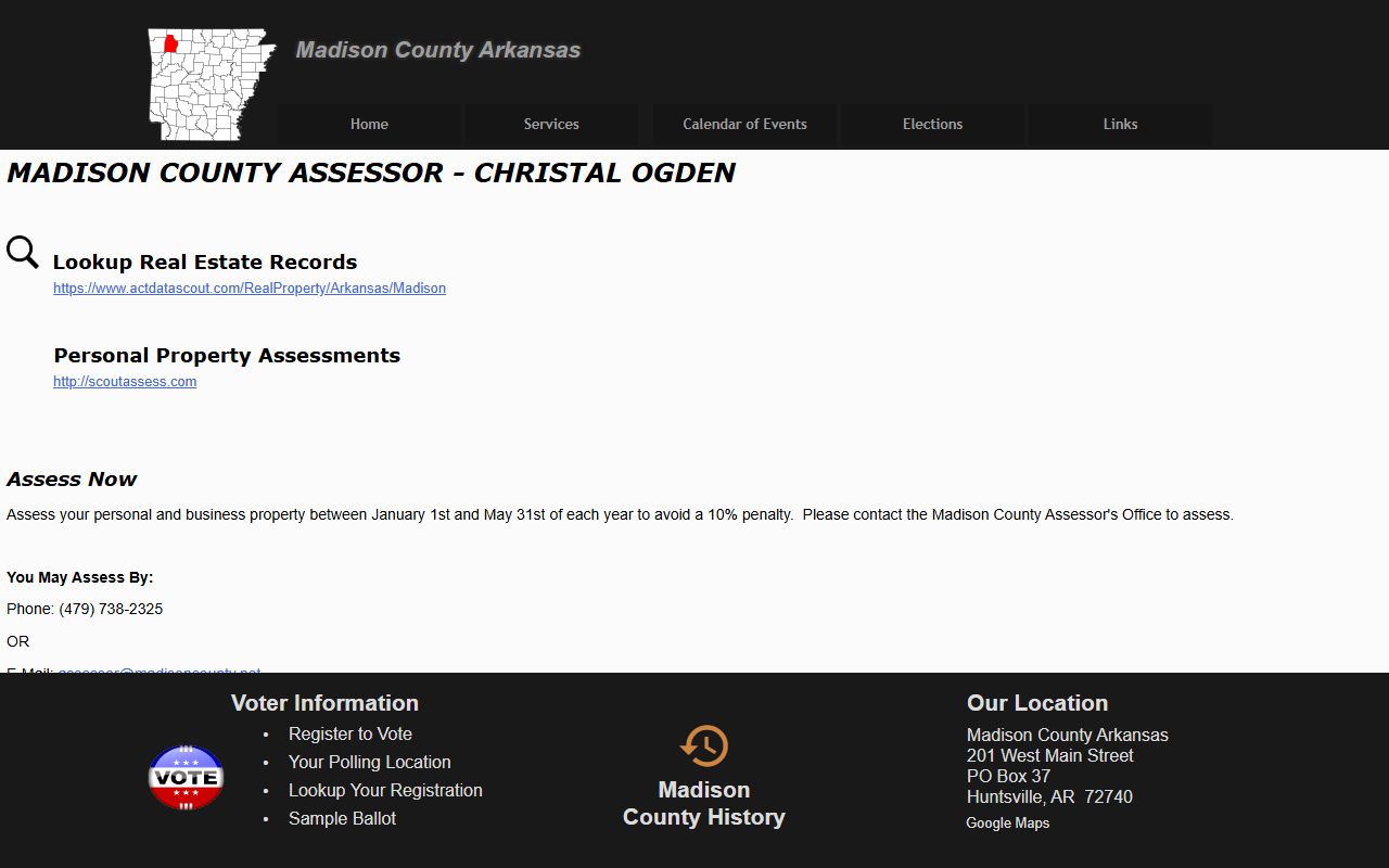 Madison County Assessor phone directory and property records