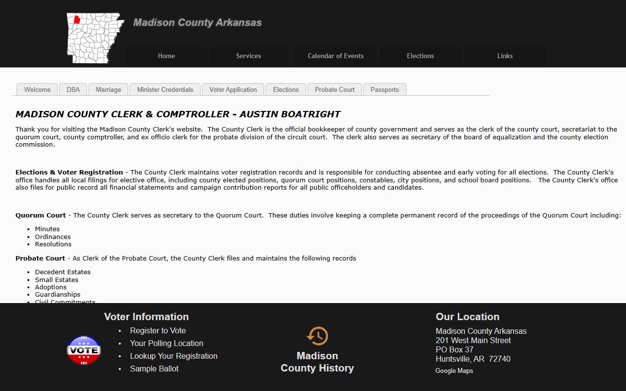 Madison County Clerk phone directory and records services