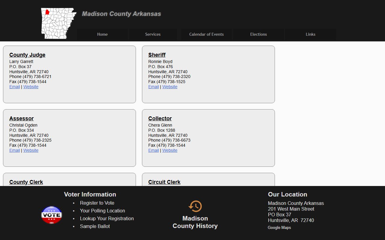 Madison County Circuit Clerk phone directory and court records