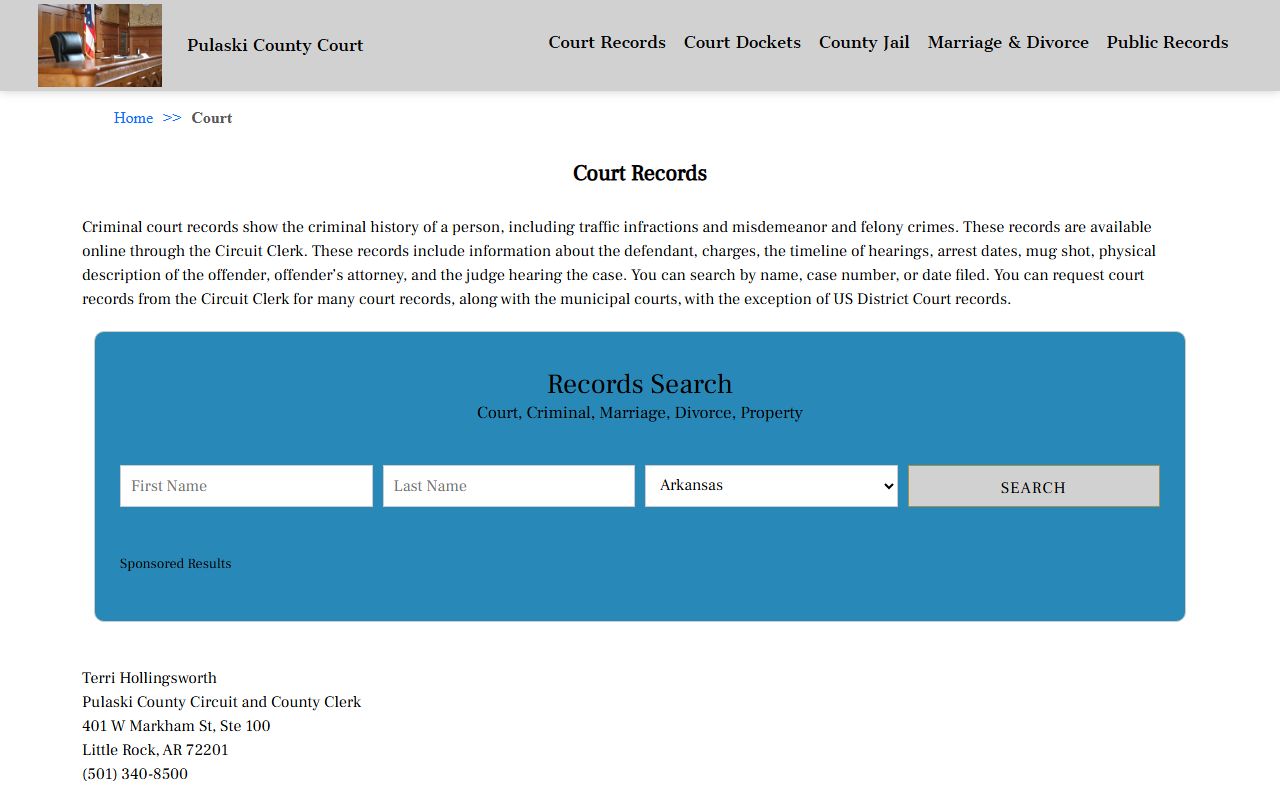 Pulaski County Circuit Clerk court records phone directory