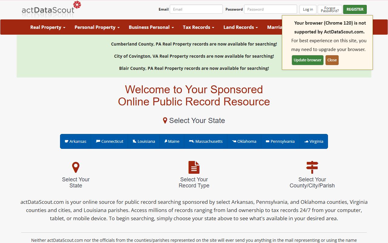 ACTDataScout Arkansas real property phone directory search