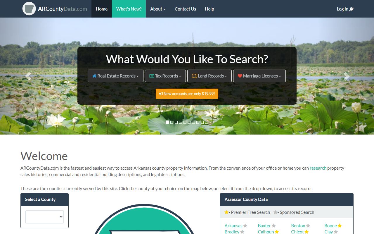 ARCountyData Arkansas property phone directory search portal